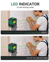 Nikotek Laser Level Self-Leveling Green Beam Horizontal and Vertical Crossline Laser for Home Decor Carrying Pouch, Tripod Battery Included (NK02GT2)