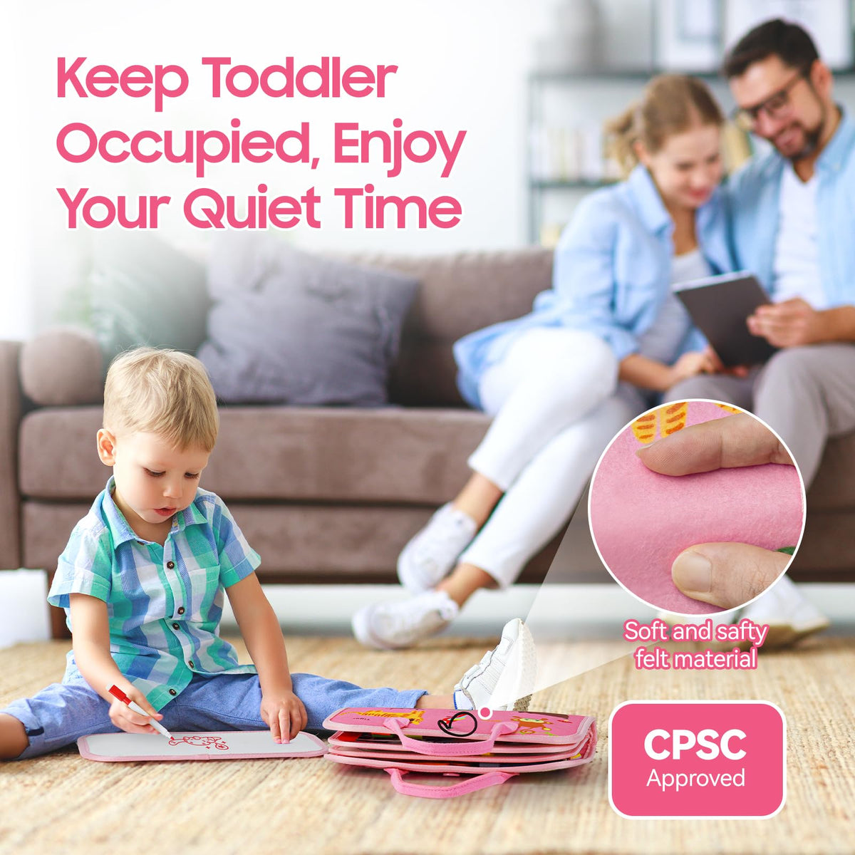 HumorPlay Busy Board Montessori Toys for Toddler Girl Gifts, Sensory Educational Busy Book for Toddlers, Christmas Birthday Gift for Toddler Girl Toys