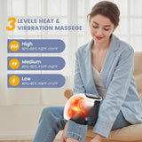 Pokytcox Knee Massager, Large LED Screen, Adjustable Temperature,Cordless Knee Massager with Heat and Vibration, Portable Massager for Knee Discomfort, Longer Knee Straps 48CM