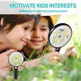 Large Magnifying Glass with 37 LED Light, 10X 20X 45X Handheld Illuminated Lighted Magnifier with 3 Light Modes Rechargeable Magnifying Glass for Seniors Reading, Inspection (White & Black)