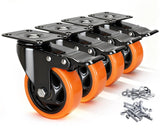 Caster Wheels, 4 Inch Caster Set of 4, Dual Locking PU Casters 2400LB, Swivel Casters for Furniture, Workbench & Tool Cart – Quiet, Floor Safe, Smooth Rolling