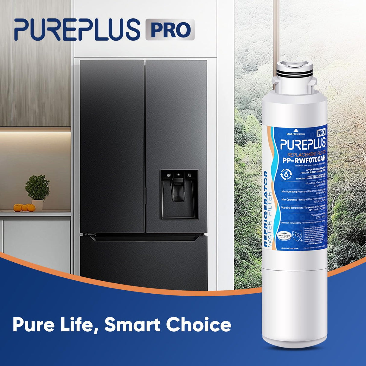 PUREPLUS DA29-00020B NSF/ANSI 53&42 Certified Replacement for SAMSUNG Fridge RF28HFEDTSR, RF263BEAESG, RF263BEAESR AA, HAF-CIN/EXP, RF28HMEDBSR/AA, RWF0700A Refrigerator Water Filter, 1PACK