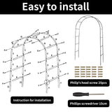 RUBFAC 94" Metal Garden Arch Trellis for Climbing Plants Outdoor, Garden Arbors and Arches, Wedding Arch Frame Archway for Balloons Pumpkin Vines Halloween Christmas Party Decoration, Black