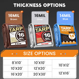 Keten Tarps Heavy Duty Waterproof 10X12 Feet, Extra Thick 16 Mil, Tear & Fade Resistant, UV Blocking, Outdoor Tarp with Reinforced Grommets for Roof, Camping, Patio, Pool, Boat(Silver/Black)