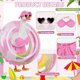 yuboo Summer Porch Goose Outfits Fits 23" Bikini Goose Outfits with Swimming Ring, Sunglasses, Hat and Skirt Hawaiian Porch Goose Clothes Costume for Outdoor Patio Yard Decor Pink