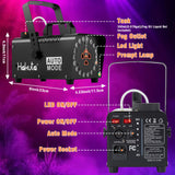 Hakuta Fog Machine, Smoke Machine with Racing, Jumping, Fading, Flashing LED Modes 18 Colorful LED Lights 2300 CFM Spray Automatic Smoke Machine, Great for Halloween, Christmas, Wedding and Parties