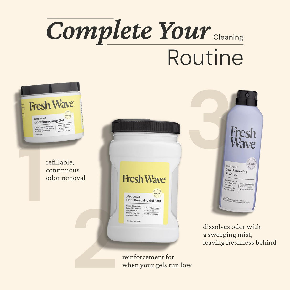 Fresh Wave Lemon Odor Removing Gel, 15 oz., Pack of 2 - Safer Odor Absorbers for Home, Natural Plant-Based Odor Eliminator, Every 15 oz. lasts 30-60 Days, For Cooking, Trash & Pets