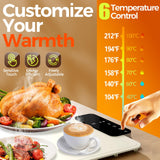 Warming Mat for Food | Dishwasher Friendly,Full-Surface Food Warmer with 6-Mode Adjustable and Timer,Roll-Up & Portable Silicone Food Heating Pad with Child Lock,Electric Warming Tray for Buffet Party