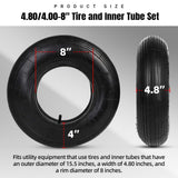 (2-Set) AR-PRO 4.80/4.00-8" Tire and Inner Tube Set - Universal Replacement Tires and Inner Tubes with 15.5" Outer Tire Diameter and 4.80" Tire Width - Fits on Dollies, Trolleys, Wagons, and More