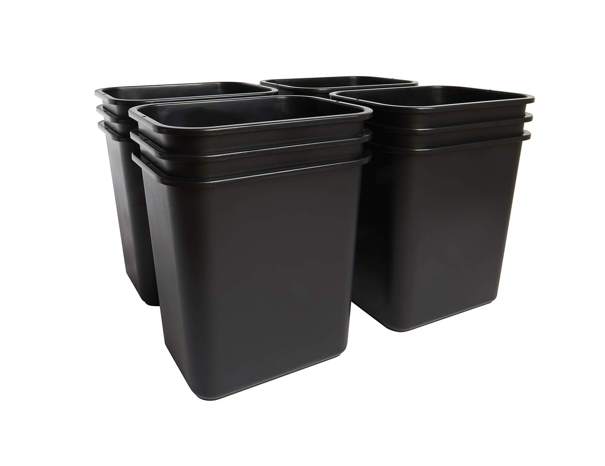 United Solutions 7 Gallon / 28 Quart Efficient Trash Wastebasket, Fits Under Desk, Small, Narrow Spaces in Commercial, Kitchen, Home Office, Dorm, Easy to Clean, Black (Pack of 12)