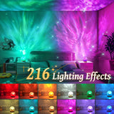 Mubarek Crystal Light Projector, 216 Modes Mood Lighting for Bedroom, Remote & USB Control Room Lights for Bedroom, Ambient Lighting Aesthetic Room Decor for Teen Girls Gifts, Christmas Gifts for Kids
