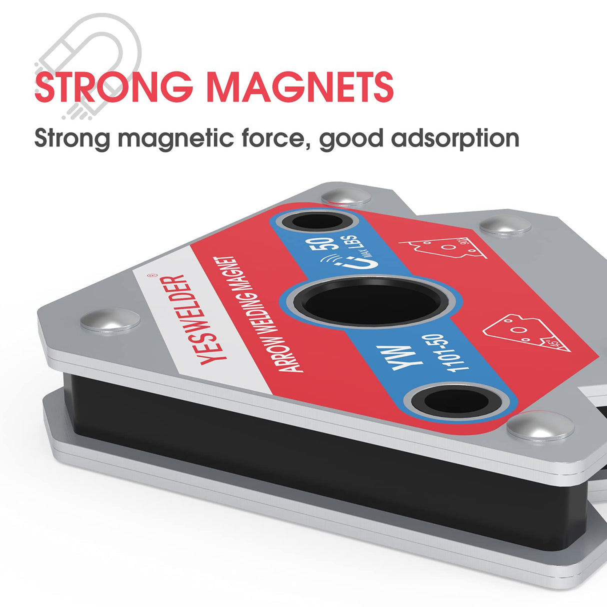 YESWELDER 50 LB Welding Magnet-4 Pieces of Magnetic Welding Holder 50 LBS Holding Power Welding Accessories