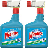 Windex Outdoor Window and Glass Cleaner for Hose Ammonia Free, Concentrated Formula for Deep Outdoor Clean, Patio Cleaner, Compatible With All Hoses, 32 Fl Oz (Pack of 2)