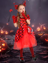 Ladybug Costume Lady Bug Costumes for Girls Halloween Costumes for Kids Toddler Costume Ladybug Dress Ladybird Dress Up for Birthday Christmas 7-8 Years