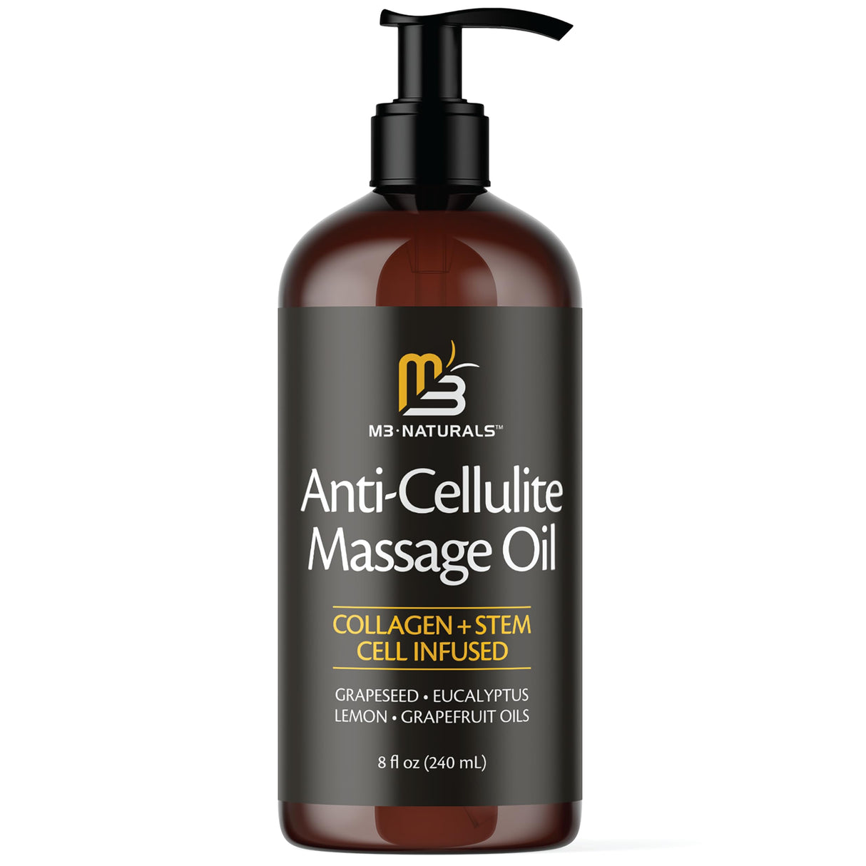 M3 Naturals Firming Body Massage Oil with Collagen & Stem Cell – Helps Smooth The Appearance of Cellulite & Improve Skin Texture – Refreshing Aromatherapy Body Oil for Legs & Full Body – 8 Fl Oz