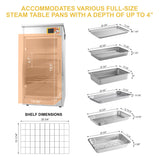 4-Shelf Electric Fan Circulated Hot Box Food Warmer for Holding 4" D Full-Size Steam Table Pans, Countertop Heated Holding Cabinet for Pizza Pretzel, Catering Warming Oven w/Water Tray, 120V, 600W