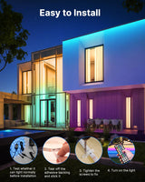 Fussion Outdoor LED Strip Lights Waterproof 100FT (2 Rolls of 50ft) IP67 LED Light Strips with Remote, RGB Color Changing Christmas House Rope Lighting for Outside