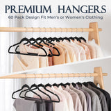 HOUSE DAY Black Velvet Hangers 60 Pack, Premium Non Slip Clothes Hangers