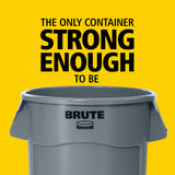 Rubbermaid Commercial Products BRUTE Heavy-Duty Round Trash/Garbage Can with Venting Channels, 32-Gallon, Gray, Wastebasket for Home/Garage/Bathroom/Outdoor/Driveway