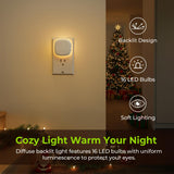 AUVON Plug-in LED Backlit Night Light with Motion Sensor & Dusk to Dawn Sensor, Dimmable Warm White Nightlight with 1-50 lm Adjustable Brightness for Bathroom, Bedroom, Hallway, Stairs (2 Pack)