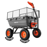 VEVOR 10 Cu.Ft 1200LBS Poly Garden Cart Dump Wagon, Heavy Duty Wheelbarrow with Convertible Handle and 13" Flat Free Tires, Outdoor Yard Wagon ATV Trailer Dump Cart Tow Behind for Lawn Mower Tractor