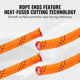 VEVOR Double Braided Polyester Rope, 3/4 in x 220 ft, 24 Strands, 20000 LBS Breaking Strength Outdoor Climbing Rope, Arborist Rigging Rope for Rock Hiking Camping Swing Rappelling Rescue, Orange/Black