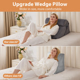 3PCS Wedge Pillow for Acid Reflux Relief, Adjustable Wedge Pillow Headboard, Bed Wedges Pillow for Back Pain Relief, Sleeping, Post Surgery, Back Support Pillows for Sitting Up, Snoring, Plush Grey
