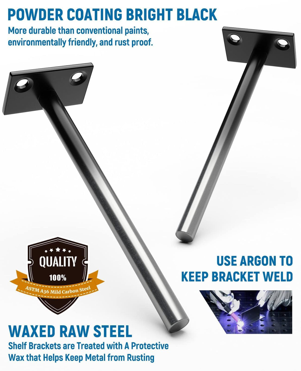 LEOPO Black 32-Pack 5 inch Floating Shelf Brackets, Hidden Shelf Bracket for Wood, Concealed Blind Shelving Support,Invisible Coated Brackets for DIY Decorative,Fit for Kitchen, Bathroom,Study Room