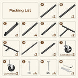 HYSEYY Double Rods Clothes Rack, Rolling Clothing Rack for Hanging Clothes Portable Wardrobe, Metal Garment Rack Sturdy Coat Rack for Bedroom Laundry Living Room, Black