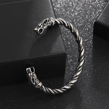 TURTLEDOVE Viking Wolf Fenrir Bangle - Adjustable Stainless Steel Norse Scandinavian Torc