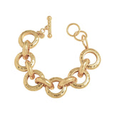 PanLuca 18K Gold Plated Hammered Toggle Bracelet for Women
