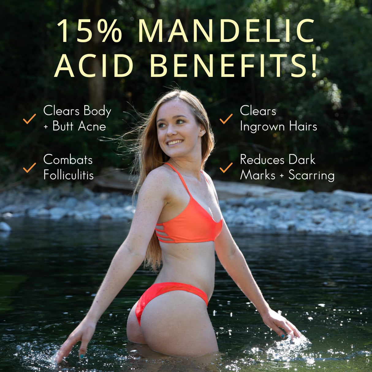 Almond Clear Level 2 Serum | Mandelic Acid Body Serum for Acne, Folliculitis, Aging Skin, Ingrown Hairs, Dark Spots on Face, Chest, Butt, Back, Thighs, Arms | 4 oz