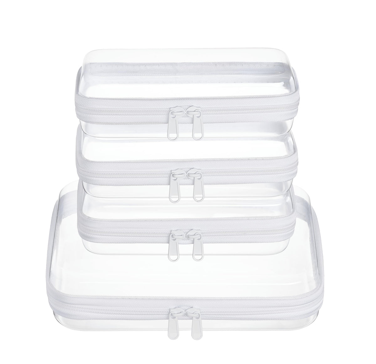 WELPIRT Clear Zipper Pouches, Hard Shell Zipper Case (M+3S)