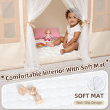 Senodeer Kids Play Tent Indoor: with Mat, Tassel Garland - Girl Tent Indoor Playhouse for Kids Toys for Boy Girl Birthday Gift