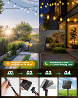 Brightown Solar String Lights Outdoor Waterproof, 2 Pack Total 120 LED 73 FT, Solar Powered Patio Lights with 8 Lighting Modes for Garden Yard Porch Wedding Party Decor (Warm White)