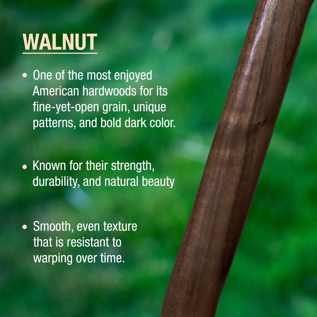 DMI Round Handle Wood Cane, Wooden Walking Cane with Rubber Tip, Durable and Warp Resistant Walnut Wooden Walking Stick, Lightweight and Strong, Holds up to 250 lbs, Made in the USA