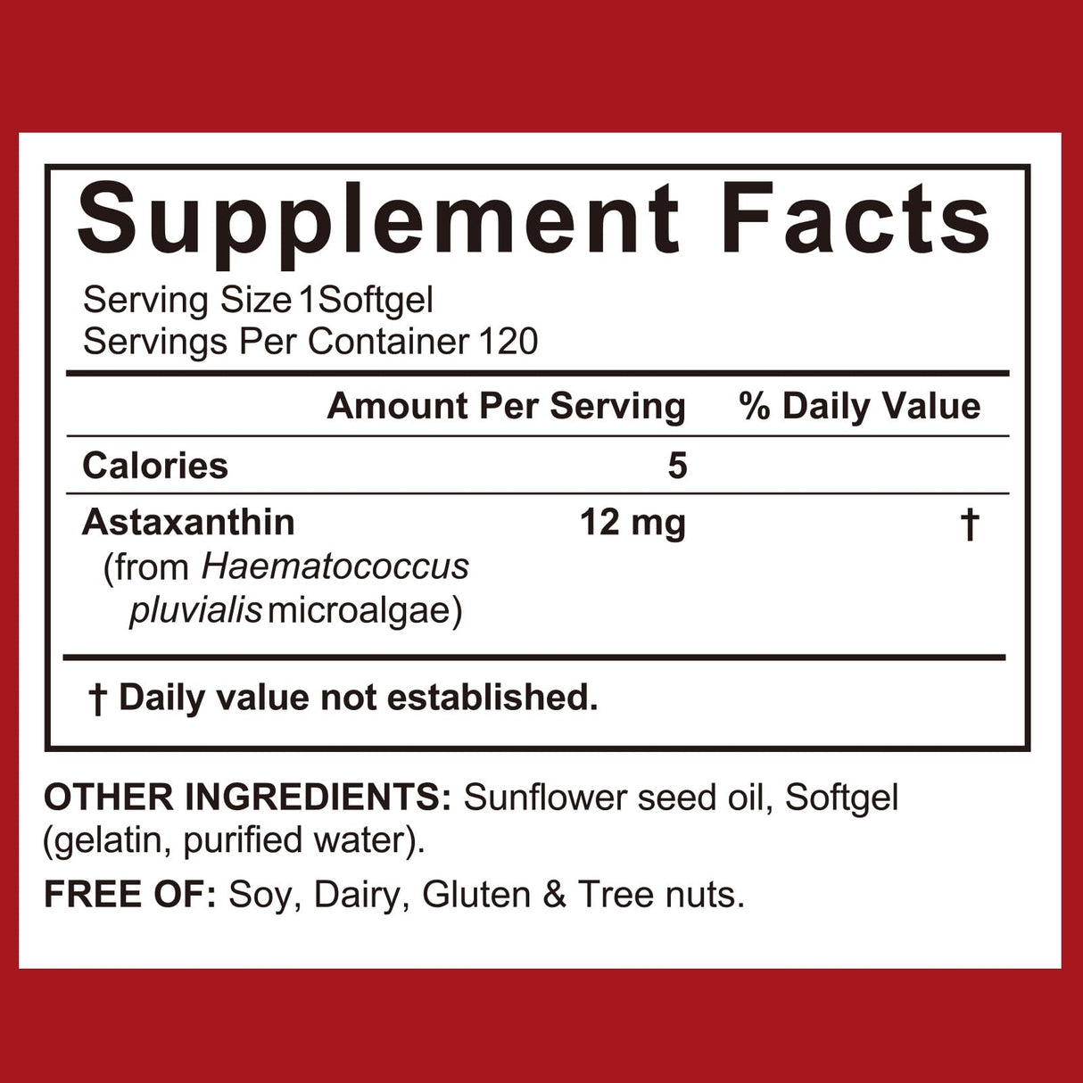 ITSDAWN Astaxanthin 12mg, 120 Softgels Antioxidant Supplement for Eye, Skin, Immune Support, Natural Microalgae Source, 4 Month Supply