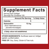 ITSDAWN Astaxanthin 12mg, 120 Softgels Antioxidant Supplement for Eye, Skin, Immune Support, Natural Microalgae Source, 4 Month Supply
