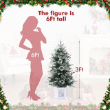 3 Ft Pre-Lit Christmas Tree, Artificial Christmas Trees with Lighting, Xmas Trees with 78 Led Lights, Christmas Decoration for Home, Office, Easy Assembly