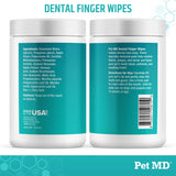 Pet MD Pet Dental Finger Wipes for Dogs - Fresh Apple & Mint Flavor - 50ct