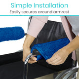Vive Wheelchair Armrest Covers (Pair) - Memory Foam Sheepskin Accessories Pads for Transport Electric Wheel Chair Arm Rests - for Adults, Seniors, Handicapped - Soft Support Cushion for Mobility Aids