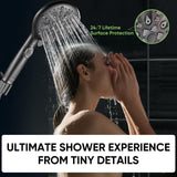 Cobbe 9-Function Shower Head with Built-in Power Spray, 1.8 GPM Water Saving ON/OFF Toggle Switch, High Pressure Handheld Showerhead with 1-Click Pause Button, Brass Bracket & 6ft Hose, Black