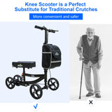 Aojin Knee Scooter, 300lbs Capacity, 13" Big PU Seat, All Terrain Foldable Knee Scooter Walker with Bag for Foot Injuries Compact Crutches Alternative (Black)