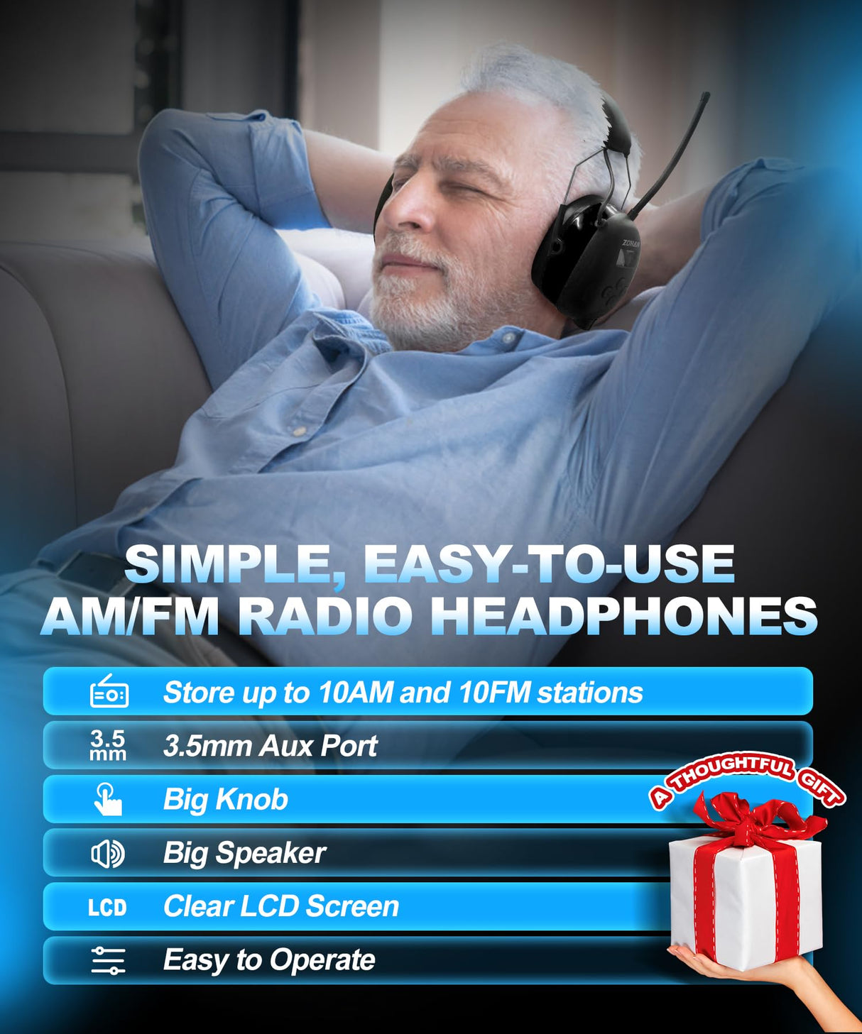 ZOHAN AM/FM Radio Headphone with Digital Display,Ear Protection Noise Reduction Earmuffs,Comfortable Hearing Protector(Black, Radio)