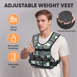 APEXUP Adjustable Weighted Vest, 4-10lb/12-18lb/20-32lb Vest with 6 Ironsand Weights and Large Pocket, Weight Vest for Men Women Strength Training, Running, Walking (12-18lb, Grey Camo)