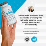 JustFloow Genius Mind® Nootropic Brain Supplement, Support Cognitive Function, Energy Levels, Focus & Memory Function - 17 Brain Boosting Ingredients Including Lions Mane, Bacopa, Ginkgo & Vitamin B12