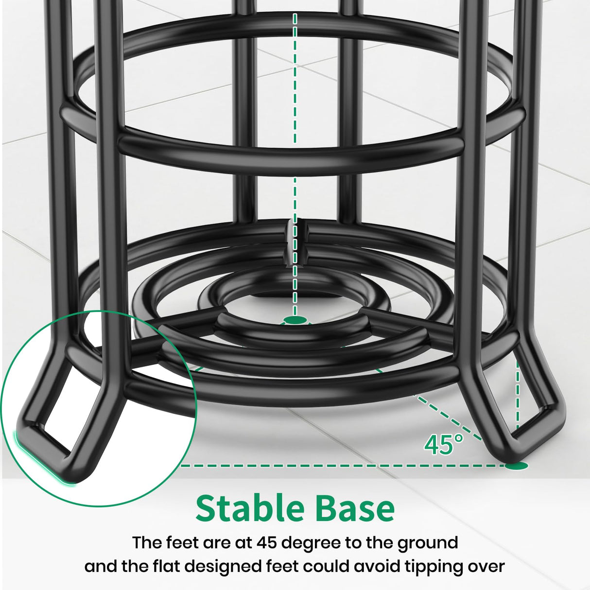 TomCare Toilet Paper Holder Toilet Paper Stand and Dispenser for 3 Spare Rolls Metal Wire Free-Standing Toilet Tissue Paper Roll Storage Shelf Bathroom Accessories Storage Organizer Black