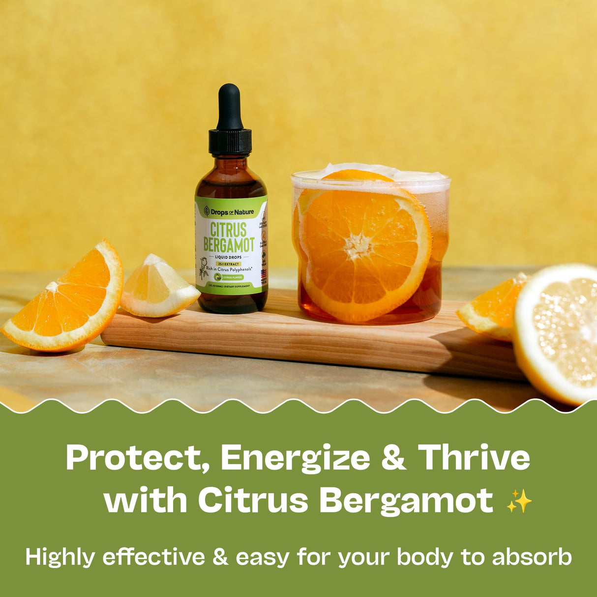 Citrus Bergamot Extract 25:1 Liquid Drops – Vegan, Gluten-Free – Comparable to Resveratrol and Berberine Supplement – 1000mg Bergamot Supplement for Heart Wellness and Metabolic Support (Citrus,60mL)