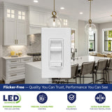 Leviton SureSlide LED Advanced Dimmer Switch for 150W Dimmable LED, Halogen and Incandescent Bulbs and Fixtures, 66741-W, White