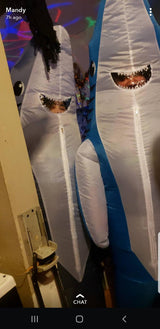 Inflatable Shark Costume Air Blow up Jaws Jumpsuit Fancy Dress Funny Carcharias Suit for Cosplay Party Halloween Christmas Carnival, Adult Size(blue)